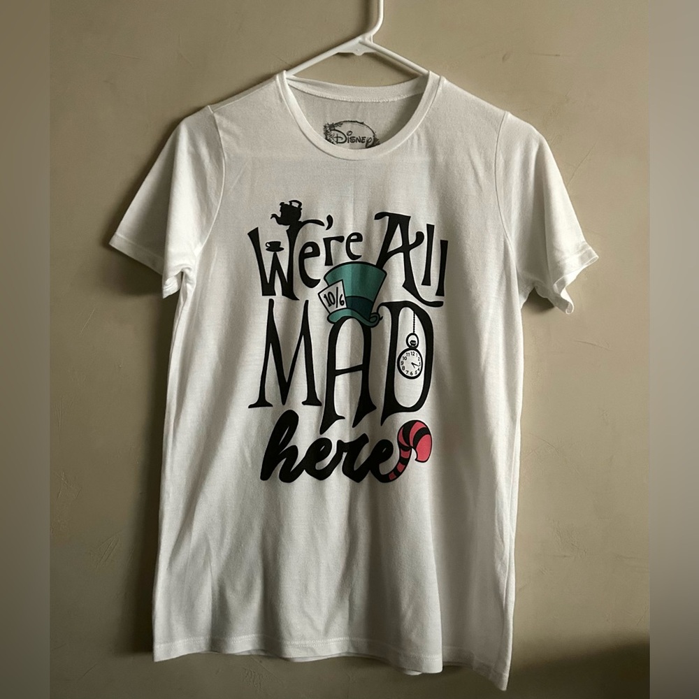 Disney White 'We're All Mad Here' T-Shirt